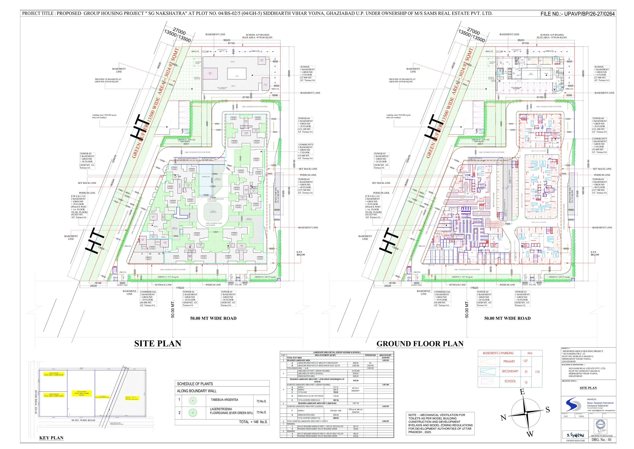 Full SG Nakshatra Siddharth Vihar approved layout sheet as sanctioned under file UPAVP/BP/26-27/0264, Ghaziabad